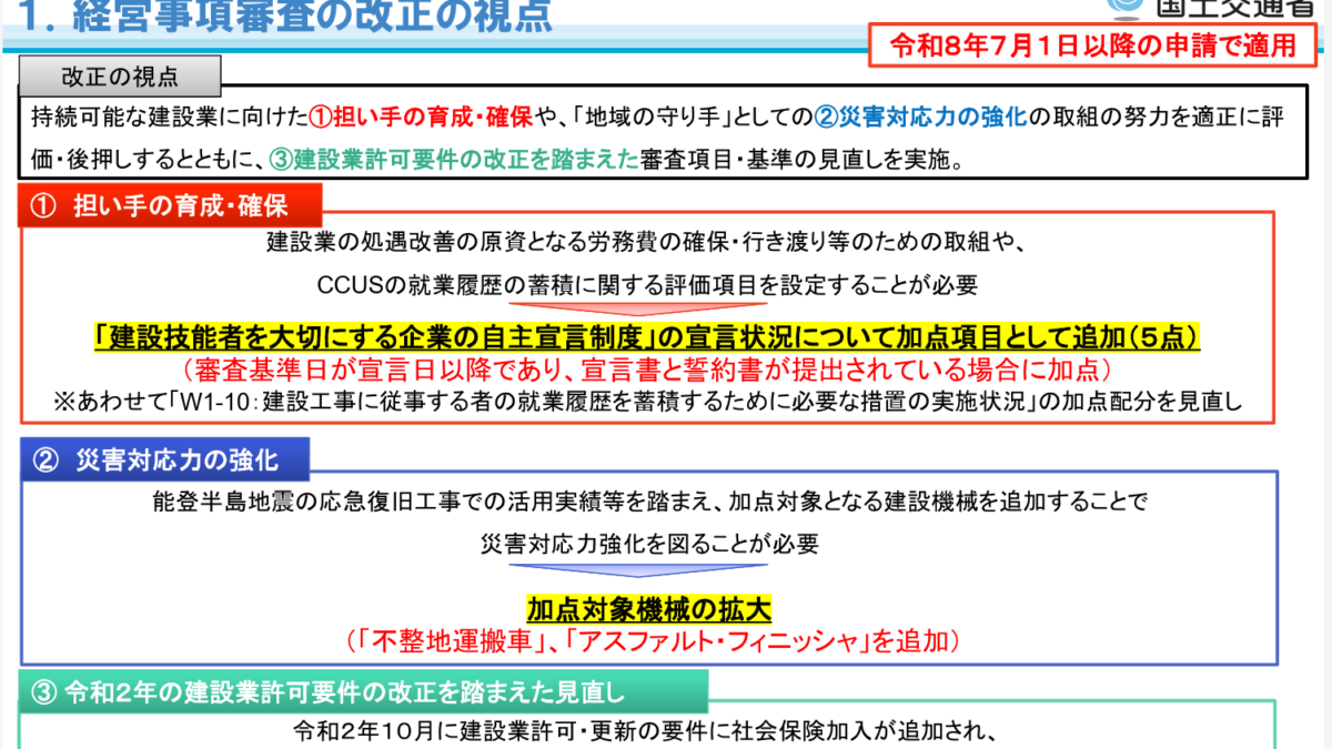令和8年7月1日経営事項審査の法改正について